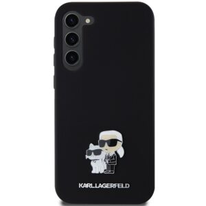 Karl Lagerfeld KLHCS24MSMHKCNPK S24+S926 kietas dėklas juodos spalvos Silicone Karl&Choupette Metal Pin - Image 3