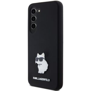 Karl Lagerfeld KLHCS24SSMHCNPK S24 S921 juodos spalvos kietas dėklas Silicone Choupette Metal Pin - Image 2