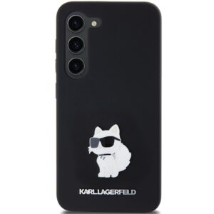 Karl Lagerfeld KLHCS24SSMHCNPK S24 S921 juodos spalvos kietas dėklas Silicone Choupette Metal Pin - Image 3