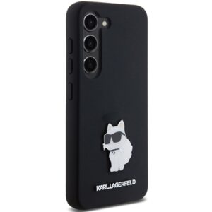 Karl Lagerfeld KLHCS24SSMHCNPK S24 S921 juodos spalvos kietas dėklas Silicone Choupette Metal Pin - Image 4