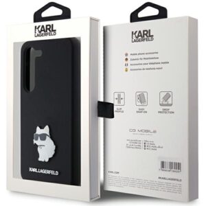 Karl Lagerfeld KLHCS24SSMHCNPK S24 S921 juodos spalvos kietas dėklas Silicone Choupette Metal Pin - Image 8