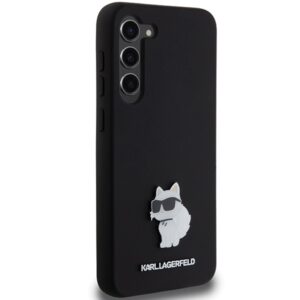 Karl Lagerfeld KLHCS24MSMHCNPK S24+ S926 juodos spalvos kietas dėklas Silicone Choupette Metal Pin - Image 4