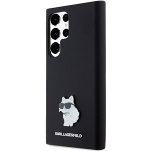 Karl Lagerfeld KLHCS24LSMHCNPK S24 Ultra S928 juodos spalvos kietas dėklas Silicone Choupette Metal Pin - Image 2