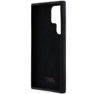 Karl Lagerfeld KLHCS24LSMHCNPK S24 Ultra S928 juodos spalvos kietas dėklas Silicone Choupette Metal Pin - Image 7
