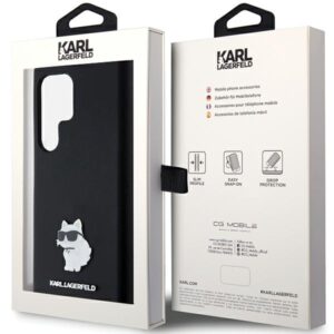 Karl Lagerfeld KLHCS24LSMHCNPK S24 Ultra S928 juodos spalvos kietas dėklas Silicone Choupette Metal Pin - Image 8