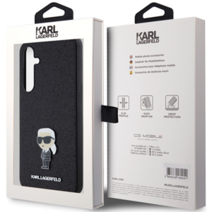 Karl Lagerfeld KLHCSA55GKNPSK A55 A556 juodos spalvos kietas dėklas Fixed Glitter Ikonik Logo Metal Pin - Image 8