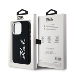 Karl Lagerfeld KLHCP15LSCMSMVK Apple iPhone 15 Pro 6.1" juodos spalvos kietas dėklas Silicone Metal Script Logo - Image 8