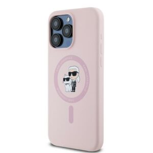 Karl Lagerfeld KLHMP15LSCMKCRHP Apple iPhone 15 Pro 6.1" rožinės spalvos kietas dėklas Silicone Karl & Choupette Mag - Image 2