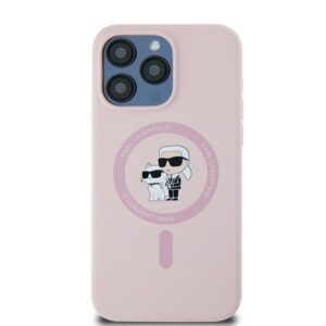 Karl Lagerfeld KLHMP15LSCMKCRHP Apple iPhone 15 Pro 6.1" rožinės spalvos kietas dėklas Silicone Karl & Choupette Mag - Image 3