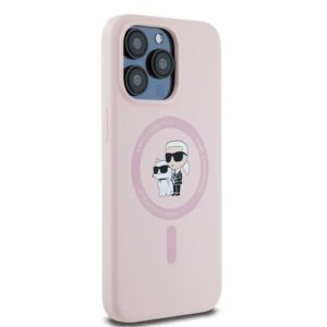 Karl Lagerfeld KLHMP15LSCMKCRHP Apple iPhone 15 Pro 6.1" rožinės spalvos kietas dėklas Silicone Karl & Choupette Mag - Image 4