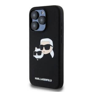Karl Lagerfeld KLHMP15LSKCHPPLK Apple iPhone 15 Pro 6.1" juodos spalvos kietas dėklas Silicone Karl & Choupette Ma - Image 2