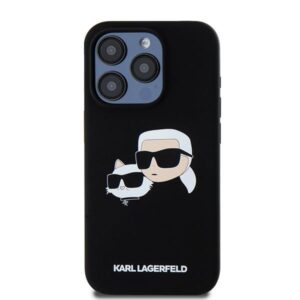 Karl Lagerfeld KLHMP15LSKCHPPLK Apple iPhone 15 Pro 6.1" juodos spalvos kietas dėklas Silicone Karl & Choupette Ma - Image 3
