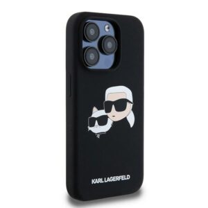 Karl Lagerfeld KLHMP15LSKCHPPLK Apple iPhone 15 Pro 6.1" juodos spalvos kietas dėklas Silicone Karl & Choupette Ma - Image 4