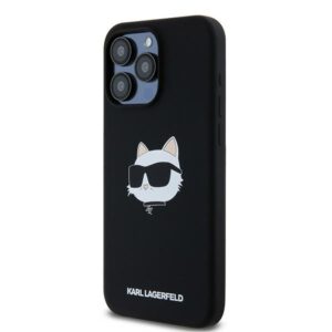 Karl Lagerfeld KLHMP15XSCHPPLK Apple iPhone 15 Pro Max 6.7" juodos spalvos kietas dėklas Silicone Choupette Head M - Image 2