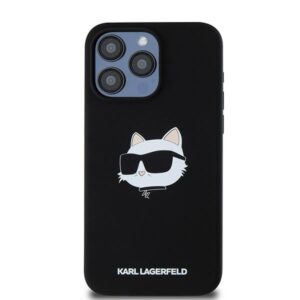 Karl Lagerfeld KLHMP15XSCHPPLK Apple iPhone 15 Pro Max 6.7" juodos spalvos kietas dėklas Silicone Choupette Head M - Image 3