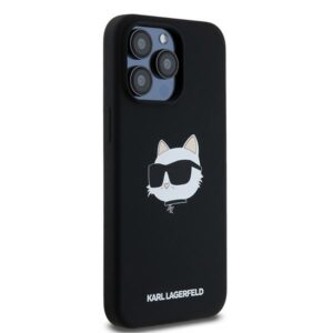 Karl Lagerfeld KLHMP15XSCHPPLK Apple iPhone 15 Pro Max 6.7" juodos spalvos kietas dėklas Silicone Choupette Head M - Image 4