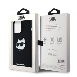 Karl Lagerfeld KLHMP15XSCHPPLK Apple iPhone 15 Pro Max 6.7" juodos spalvos kietas dėklas Silicone Choupette Head M - Image 8