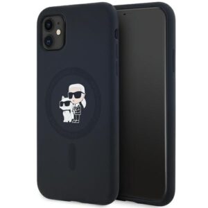 Karl Lagerfeld KLHMN61SCMKCRHK Apple iPhone 11 / Xr 6.1" juodos spalvos kietas dėklas Silicone Karl & Choupette Ma