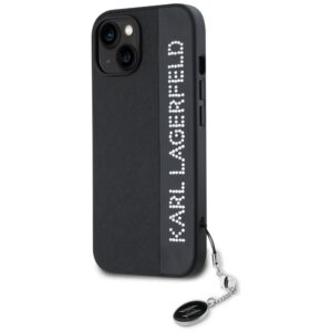 Karl Lagerfeld KLHCP15SPSAKDGCK Apple iPhone 15 / 14 / 13 6.1" juodos spalvos kietas dėklas Saffiano Rhinestones & - Image 2
