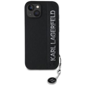 Karl Lagerfeld KLHCP15SPSAKDGCK Apple iPhone 15 / 14 / 13 6.1" juodos spalvos kietas dėklas Saffiano Rhinestones & - Image 3