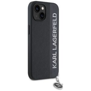 Karl Lagerfeld KLHCP15SPSAKDGCK Apple iPhone 15 / 14 / 13 6.1" juodos spalvos kietas dėklas Saffiano Rhinestones & - Image 4