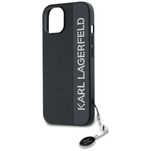 Karl Lagerfeld KLHCP15SPSAKDGCK Apple iPhone 15 / 14 / 13 6.1" juodos spalvos kietas dėklas Saffiano Rhinestones & - Image 6