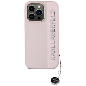 Karl Lagerfeld KLHCP15LPSAKDGCP Apple iPhone 15 Pro 6.1" rožinės spalvos kietas dėklas Saffiano Rhinestones & Charm - Image 3