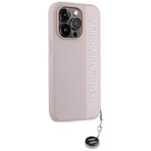 Karl Lagerfeld KLHCP15LPSAKDGCP Apple iPhone 15 Pro 6.1" rožinės spalvos kietas dėklas Saffiano Rhinestones & Charm - Image 4