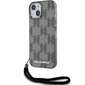 Karl Lagerfeld KLHCP15SHKDPNSK Apple iPhone 15 / 14 / 13 6.1" juodos spalvos kietas dėklas IML Mono KL Pattern & C - Image 1