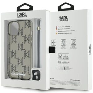 Karl Lagerfeld KLHCP15SHKDPNSK Apple iPhone 15 / 14 / 13 6.1" juodos spalvos kietas dėklas IML Mono KL Pattern & C - Image 7
