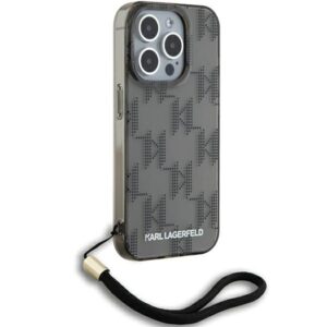 Karl Lagerfeld KLHCP15LHKDPNSK Apple iPhone 15 Pro 6.1" juodos spalvos kietas dėklas IML Mono KL Pattern & Cord - Image 3