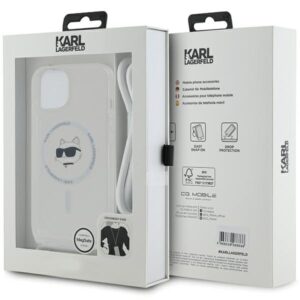 Karl Lagerfeld KLHMP15SHCCHNT Apple iPhone 15/ 14 / 13 6.1" kietas dėklas skaidrus IML Choupette Head & Cord - Image 7