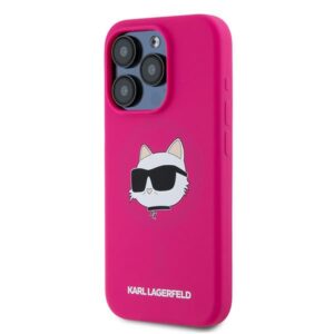 Karl Lagerfeld KLHMP15XSCHPPLF Apple iPhone 15 Pro Max 6.7" fuschia kietas dėklas Silicone Choupette Head - Image 2
