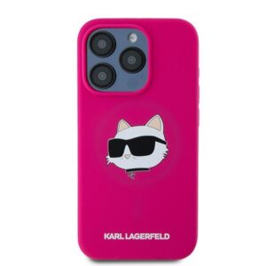 Karl Lagerfeld KLHMP15XSCHPPLF Apple iPhone 15 Pro Max 6.7" fuschia kietas dėklas Silicone Choupette Head - Image 3