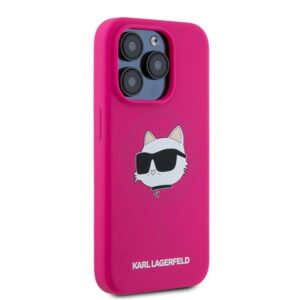 Karl Lagerfeld KLHMP15XSCHPPLF Apple iPhone 15 Pro Max 6.7" fuschia kietas dėklas Silicone Choupette Head - Image 4