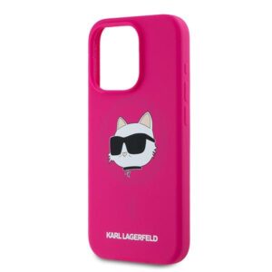 Karl Lagerfeld KLHMP15XSCHPPLF Apple iPhone 15 Pro Max 6.7" fuschia kietas dėklas Silicone Choupette Head - Image 6