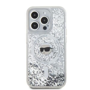 Karl Lagerfeld KLHMP15LLGKISGH Apple iPhone15 Pro 6.1" kietas dėklas skaidrus Liquid Glitter Karl Head Magsa - Image 3