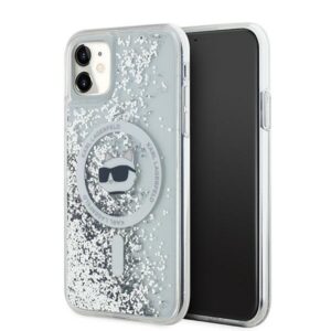 Karl Lagerfeld KLHMN61LGCHSGH Apple iPhone 11/ Xr 6.1" kietas dėklas skaidrus Liquid Glitter Choupette Head - Image 1