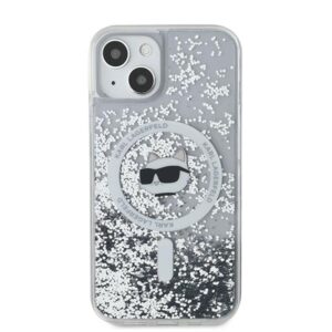 Karl Lagerfeld KLHMP14SLGCHSGH Apple iPhone 14 /15 / 13 6.1" kietas dėklas skaidrus Liquid Glitter Choupette - Image 3