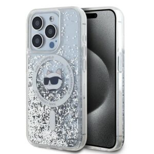 Karl Lagerfeld KLHMP14LLGCHSGH Apple iPhone14 Pro 6.1" kietas dėklas skaidrus Liquid Glitter Choupette Head - Image 1