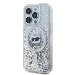 Karl Lagerfeld KLHMP14LLGCHSGH Apple iPhone14 Pro 6.1" kietas dėklas skaidrus Liquid Glitter Choupette Head - Image 2