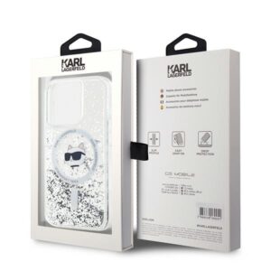 Karl Lagerfeld KLHMP15LLGCHSGH Apple iPhone15 Pro 6.1" kietas dėklas skaidrus Liquid Glitter Choupette Head - Image 8