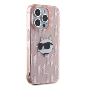 Karl Lagerfeld KLHCP15XHKLPCHP Apple iPhone 15 Pro Max 6.7" rožinės spalvos kietas dėklas IML Choupette Head & Monog - Image 4