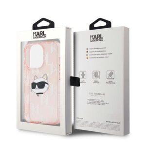 Karl Lagerfeld KLHCP15XHKLPCHP Apple iPhone 15 Pro Max 6.7" rožinės spalvos kietas dėklas IML Choupette Head & Monog - Image 8