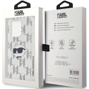 Karl Lagerfeld KLHCP15XHKLPCHT Apple iPhone15 Pro Max 6.7" skaidrus kietas dėklas IML Choupette Head & Monog - Image 8