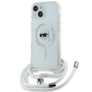 Karl Lagerfeld KLHMP15SHCKHNT Apple iPhone 15 /14 / 13 6.1" kietas dėklas skaidrus Crossbody IML Karl Head M - Image 1