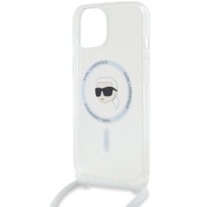 Karl Lagerfeld KLHMP15SHCKHNT Apple iPhone 15 /14 / 13 6.1" kietas dėklas skaidrus Crossbody IML Karl Head M - Image 5
