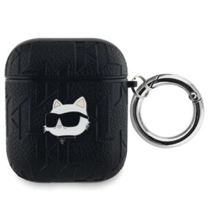 Karl Lagerfeld KLA2PGCHPK AirPods 1/2 dėklas juodos spalvos Monogram Choupette Head - Image 1