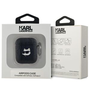 Karl Lagerfeld KLA2PGCHPK AirPods 1/2 dėklas juodos spalvos Monogram Choupette Head - Image 3