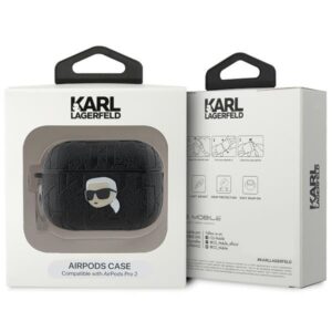Karl Lagerfeld KLAP2PGKIPK AirPods Pr o2 (2022/2023) dėklas juodos spalvos Monogram Karl Head - Image 4
